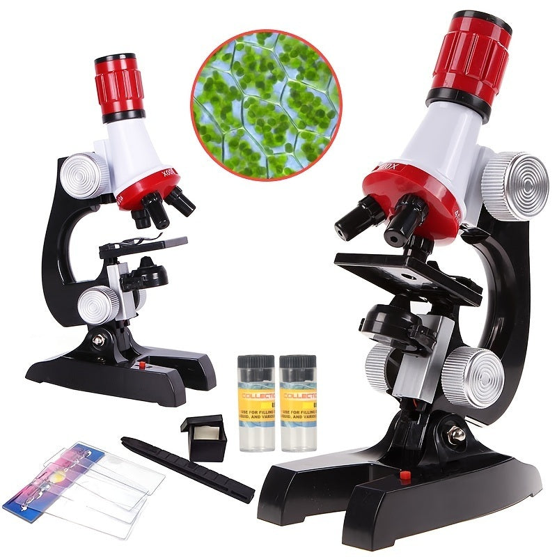 Kids Microscope Kit Science Lab LED 100-1200X Biological Microscope Home School Educational Toys children Optical Instruments