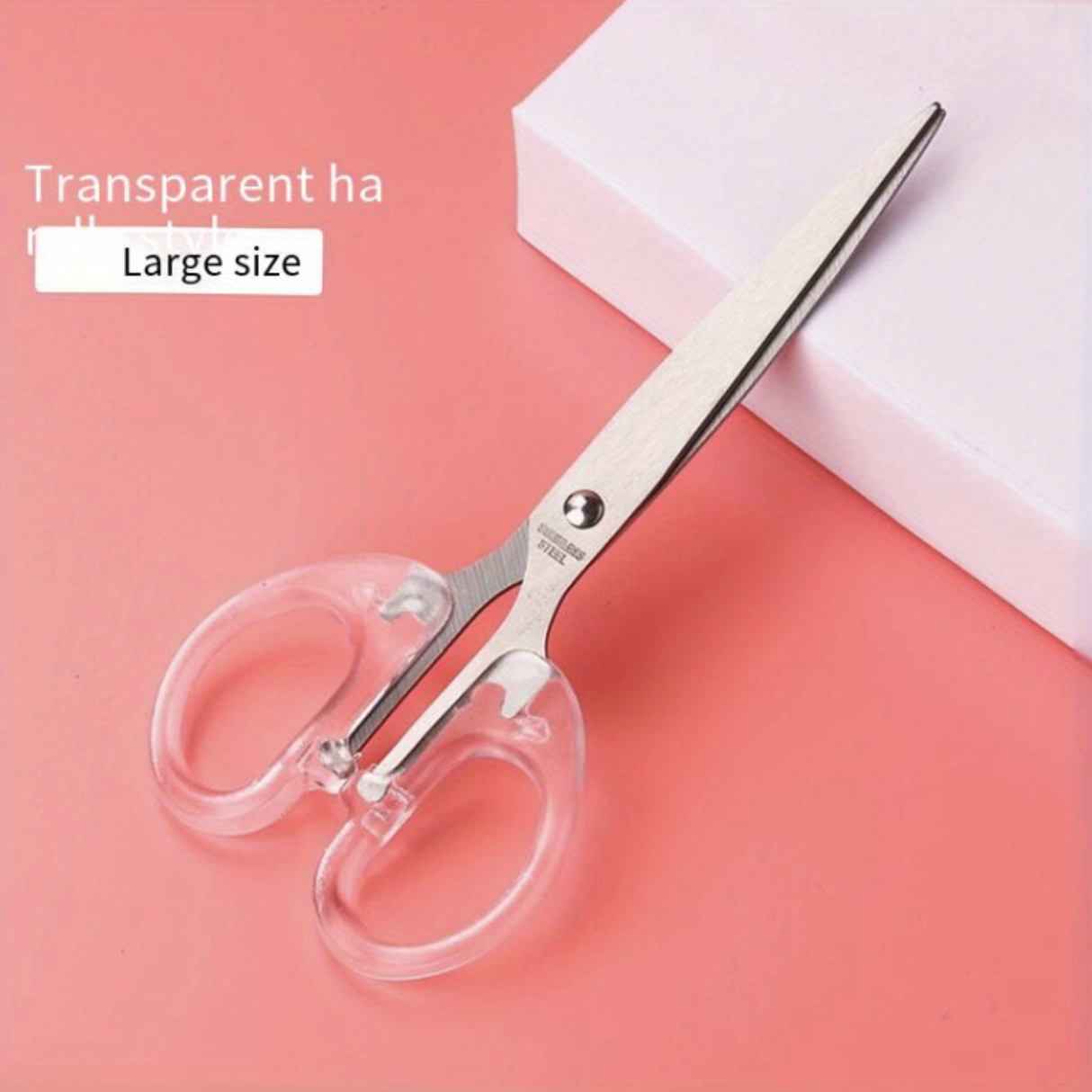 Stainless Steel Office Scissors Teflon Anti-Rust Anti-Stick Scissors Glue Paper Scissors Fabric Window Flower Do Handmade Transparent Scissors