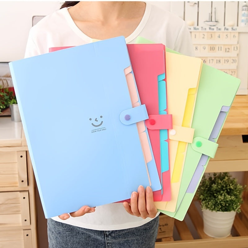 Smile 2pcs File Folder Plastic A4 Document Bags Material Folder Test Roll Holder Storage Bags Accordion Bag