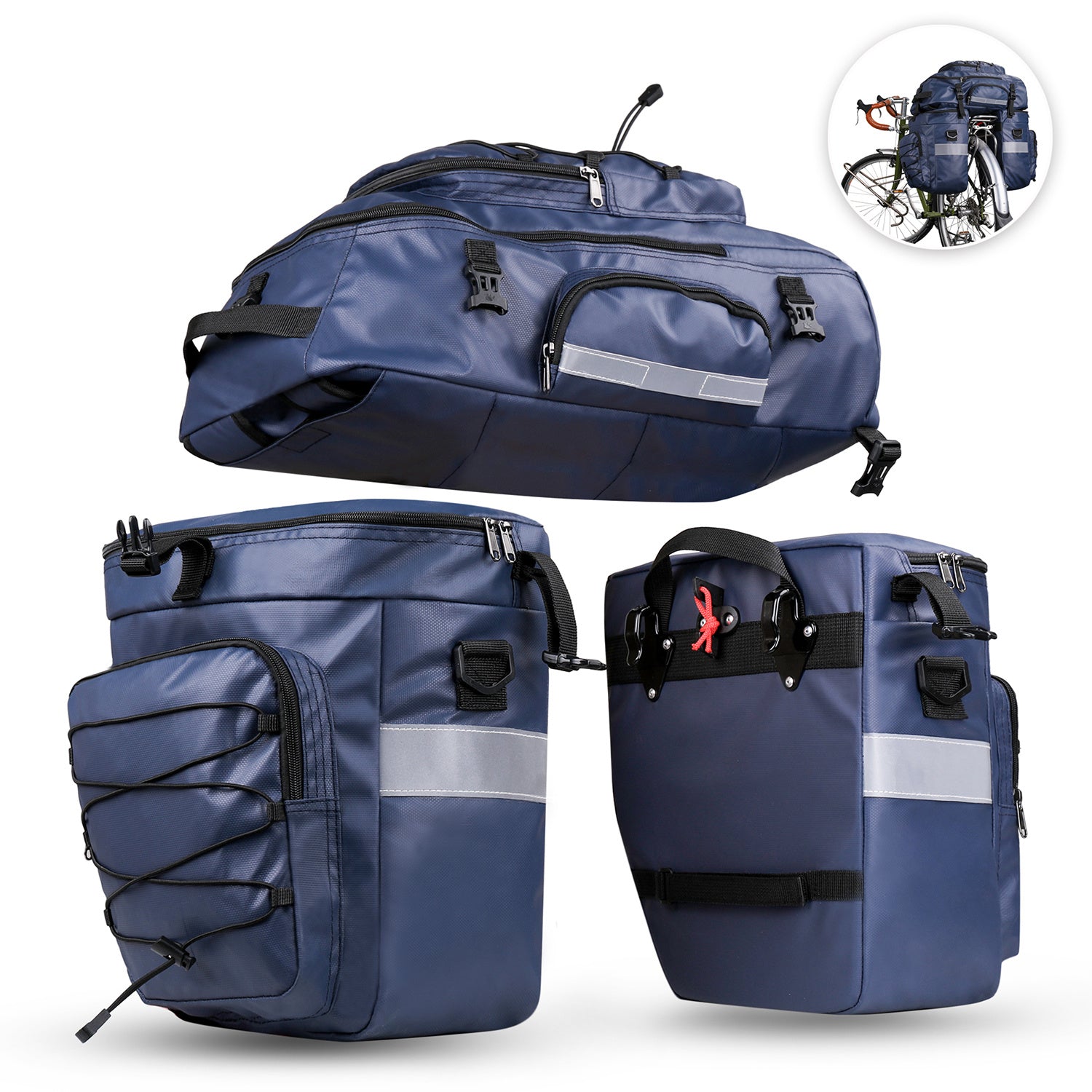 Bike Bag Bike Pannier Bag Set, for Bicycle Cargo Rack Saddle Bag Shoulder Bag Laptop Pannier Rack Bicycle Bag Professional Cycling Accessories Luggage bag ab.65L