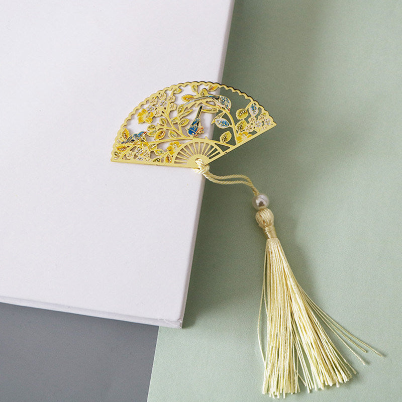 1pc Classical Folding Fan Dragon Fairy Crane Chinese Style Stationery Bookmarks Reading Newspapers Reading Marks Office Supplies