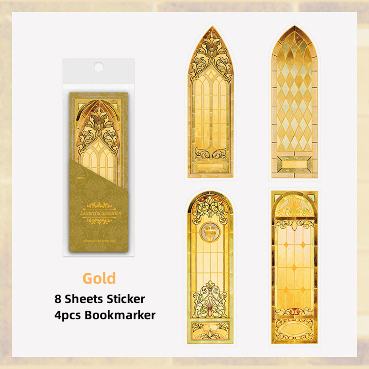 12Pcs/1 Bag Gilded Decorative Sticker,8 Sheets Sticker And 4 Pcs Bookmarker.Classic Roman Series Bookmark Pvc Reading Book Mark Retro Book Page Marker Stationery Supplies