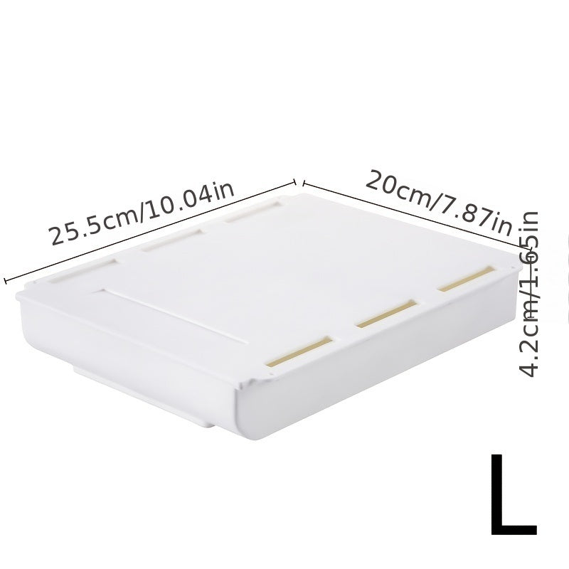 1PC Self Stick Pencil Tray Desk Table Storage Drawer Organizer, Box Under Desk Stand Self-Adhesive Under-Drawer Stationery Storage