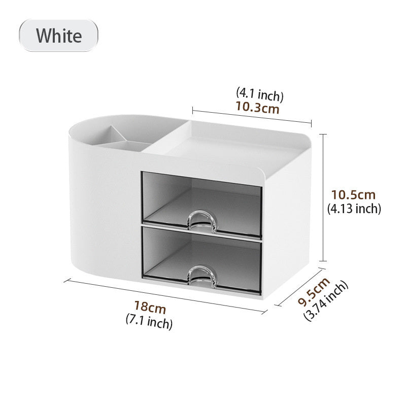 1pc Desktop Storage Box, Drawer Type Stationery Sundries Storage Box, Desktop Pen Container, Countertop Transparent Storage Cabinet