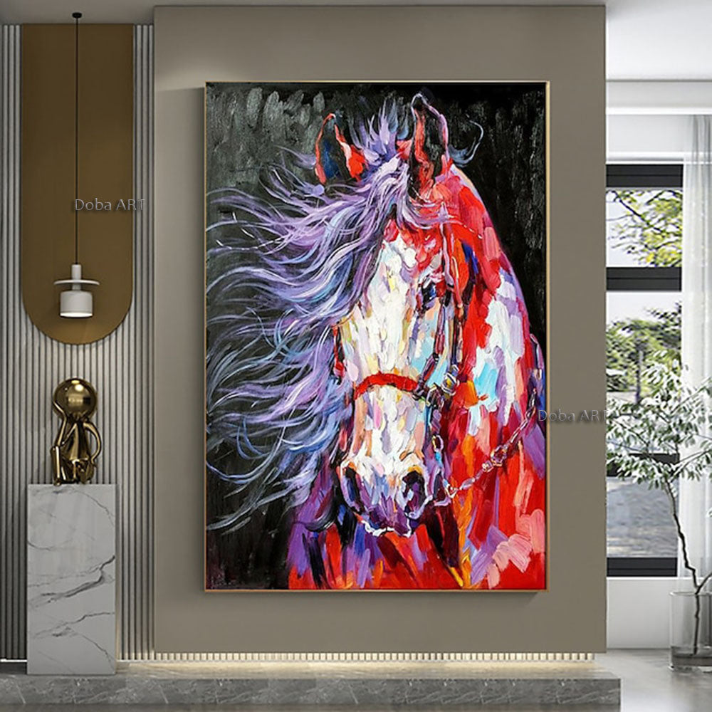 Oil Painting Handmade Hand Painted Wall Art Mintura Modern Abstract Horse Animal Home Living Room hallway bedroom luxurious decorative painting