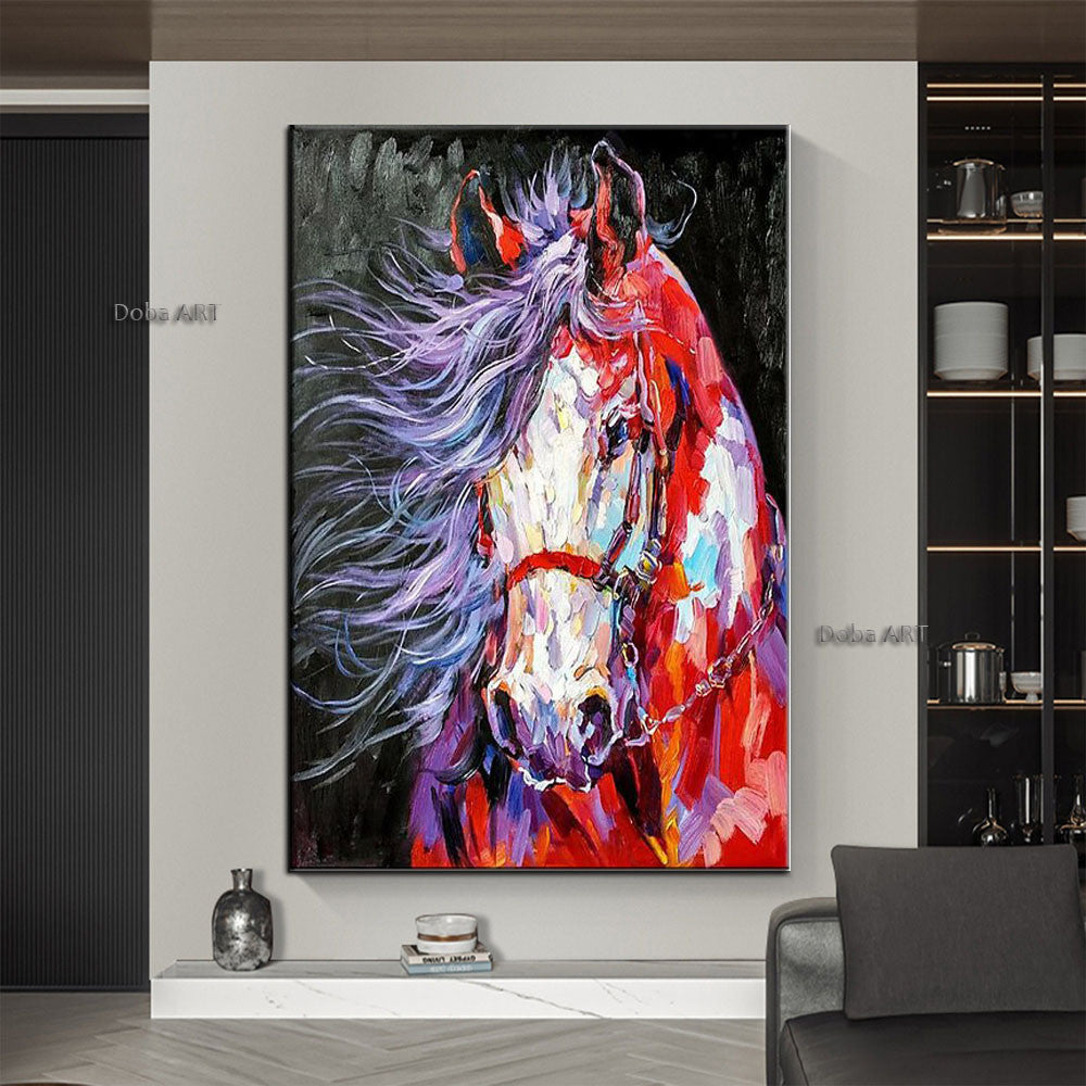 Oil Painting Handmade Hand Painted Wall Art Mintura Modern Abstract Horse Animal Home Living Room hallway bedroom luxurious decorative painting