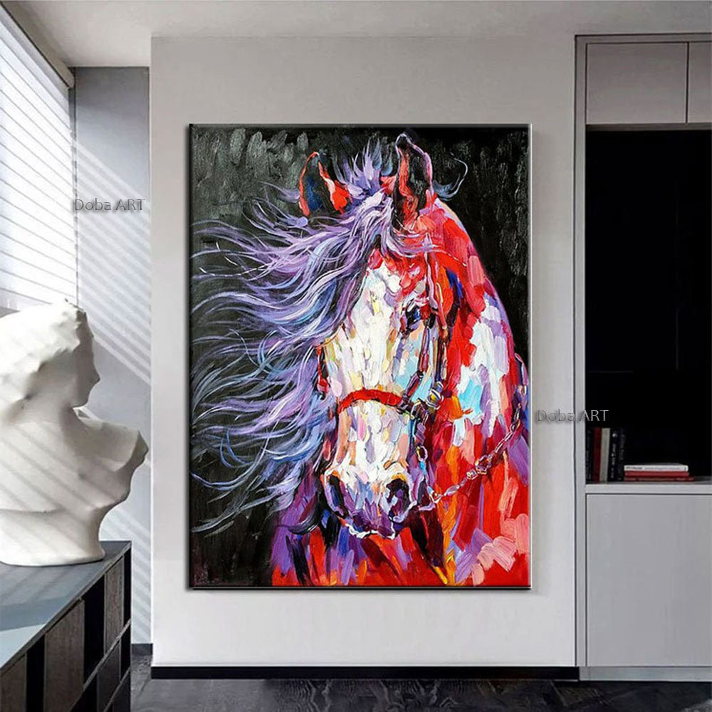 Oil Painting Handmade Hand Painted Wall Art Mintura Modern Abstract Horse Animal Home Living Room hallway bedroom luxurious decorative painting