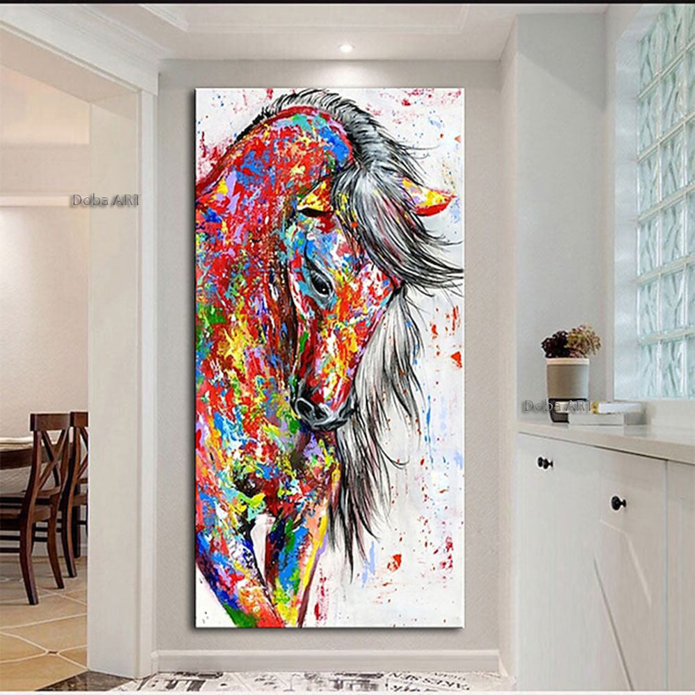 Oil Painting Handmade Hand Painted Wall Art Mintura Modern Abstract Horse Animal Home Living Room hallway bedroom luxurious decorative painting