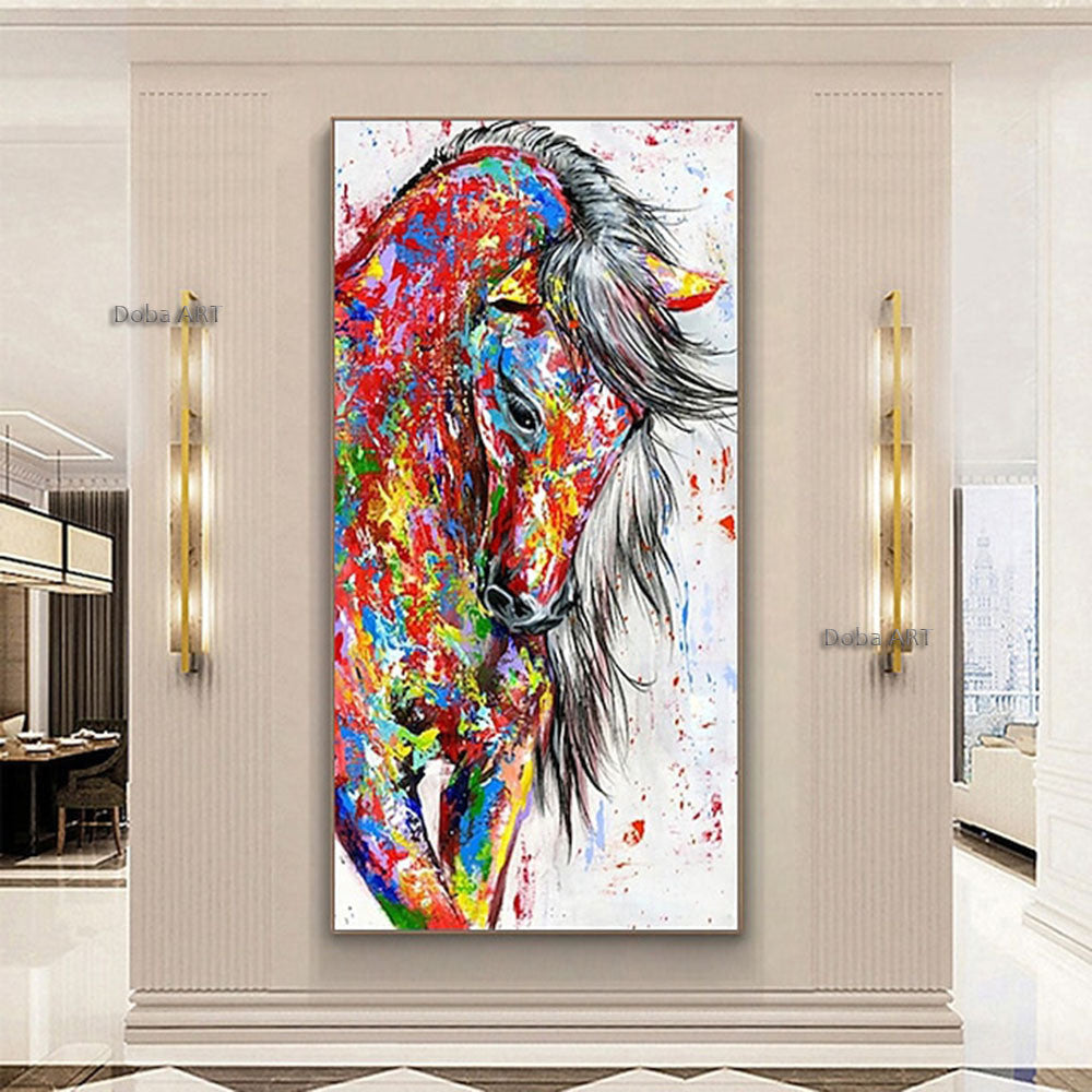 Oil Painting Handmade Hand Painted Wall Art Mintura Modern Abstract Horse Animal Home Living Room hallway bedroom luxurious decorative painting