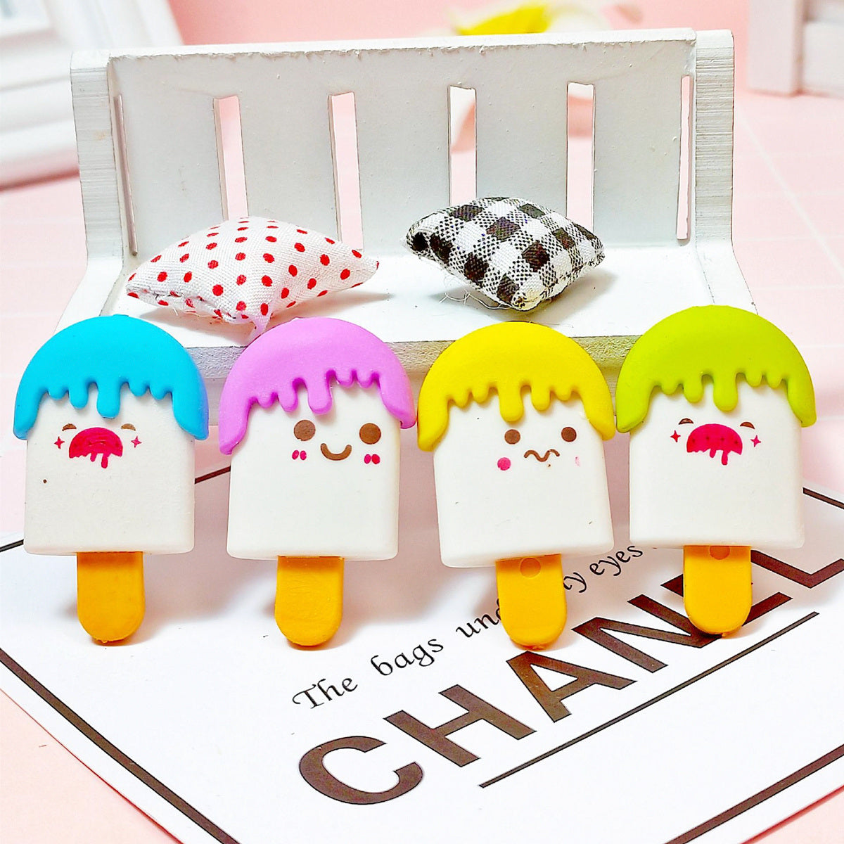 4pcs Ice Cream Shaped Eraser