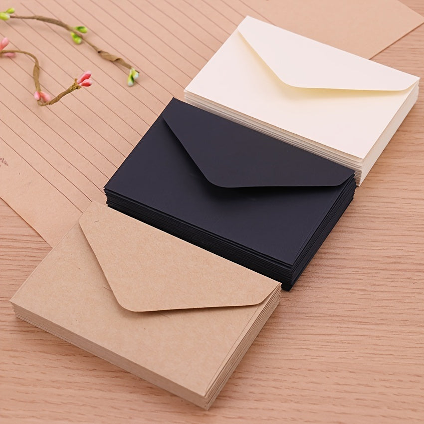 20pcs White & Black Kraft Mini Paper Window Envelopes - Perfect for Weddings & Invitations