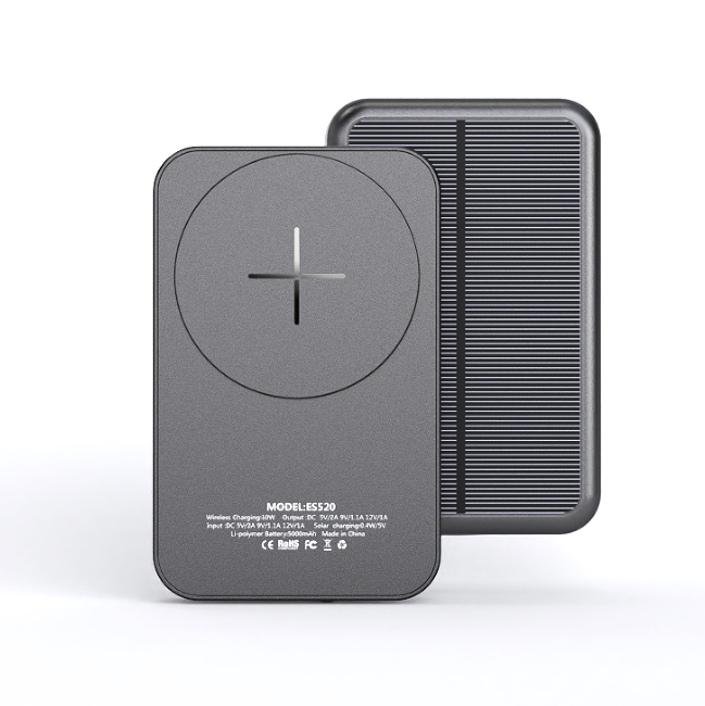 5,000 mAh  QI Wireless Solar Charger USB Solar Charger   Solar Mobile Phone Charger Wii Solar Charger  solar energy magnetic suction wireless charging