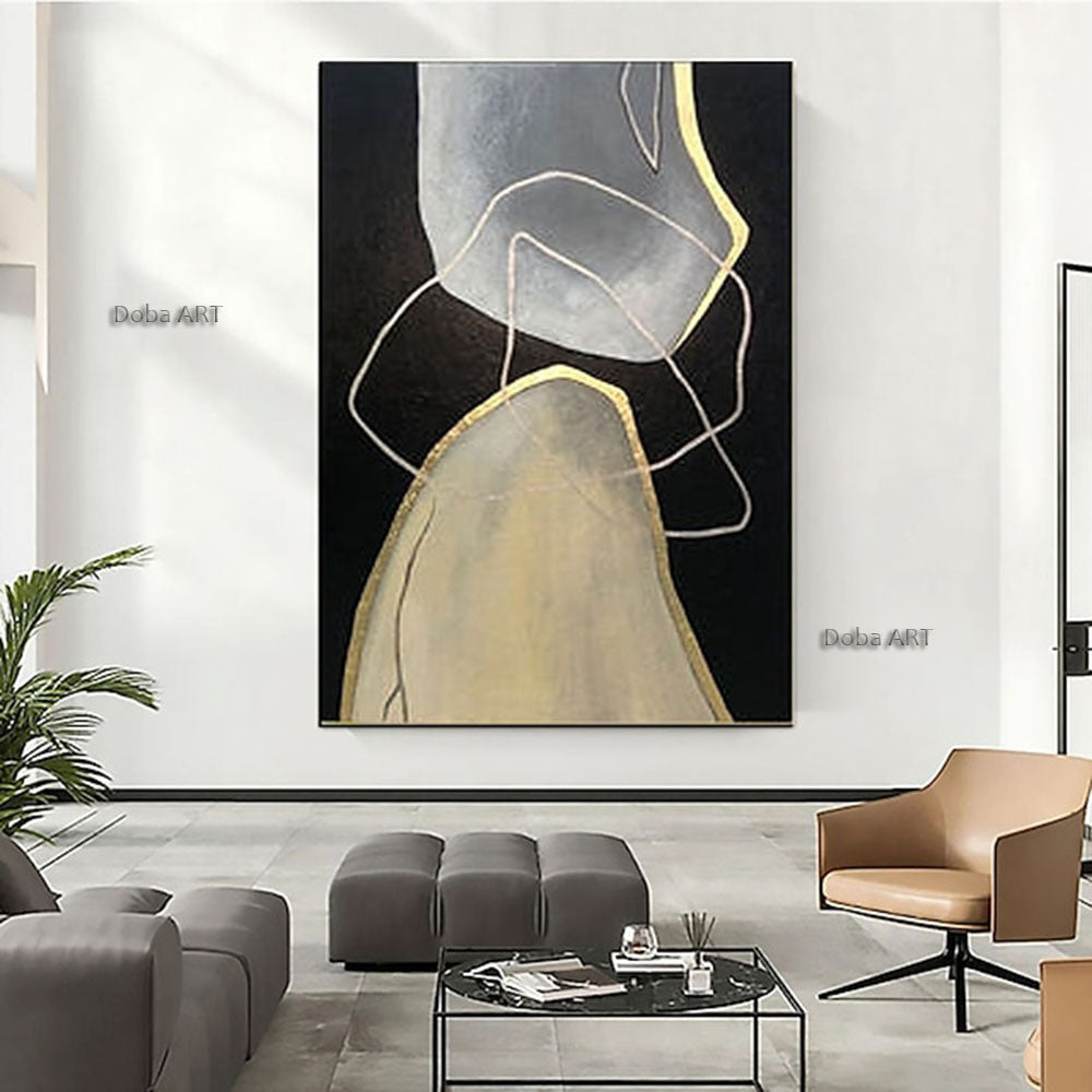 Handmade Hand Painted Oil Painting Wall Modern Abstract Oversize Abstract Paintings On Canvas Black And White Wall Art Set Acrylic Painting Hotel The hall corridor guest room decoration painting