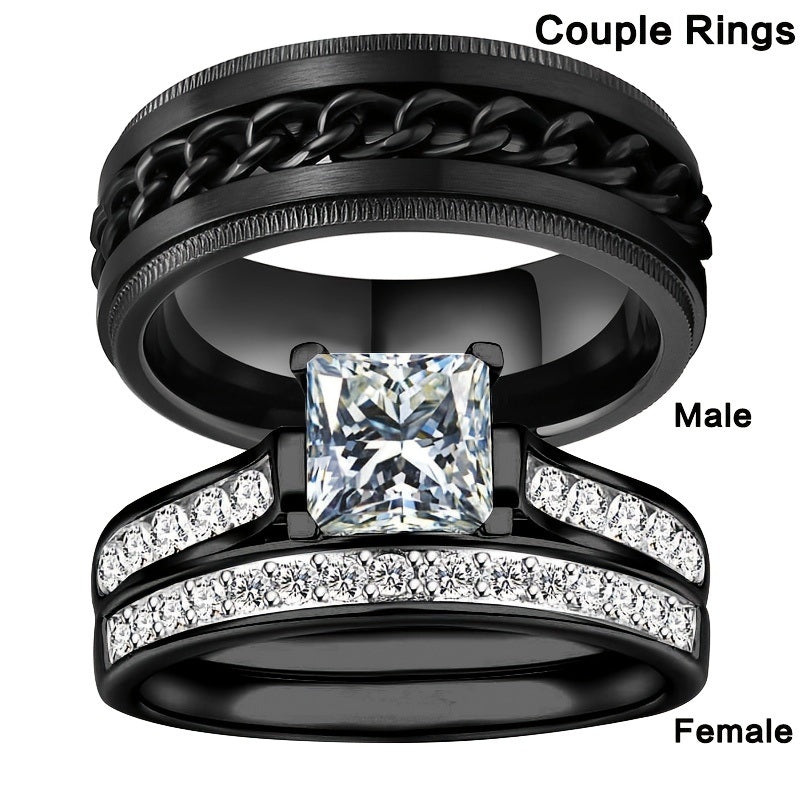 1pc Men's Ring Couple Ring Artificial Jewelry Accessories For Unisex Wedding Engagement Band Ring