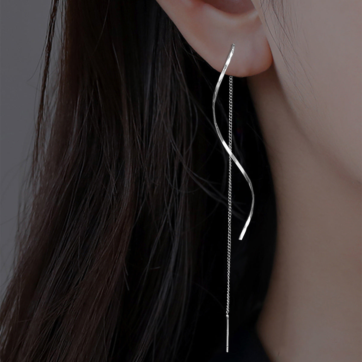 Long Tassel Threader Earrings Wave Shaped Simple Long Chain Earrings Elegant Earrings For Women & Girls