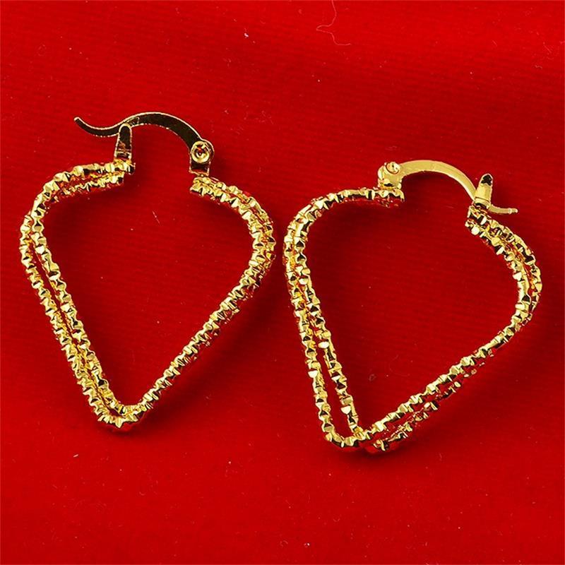 Cute Heart Hoop Earrings For Women Gold Silver Color Simple Trendy Romantic Jewelry Nice Gifts