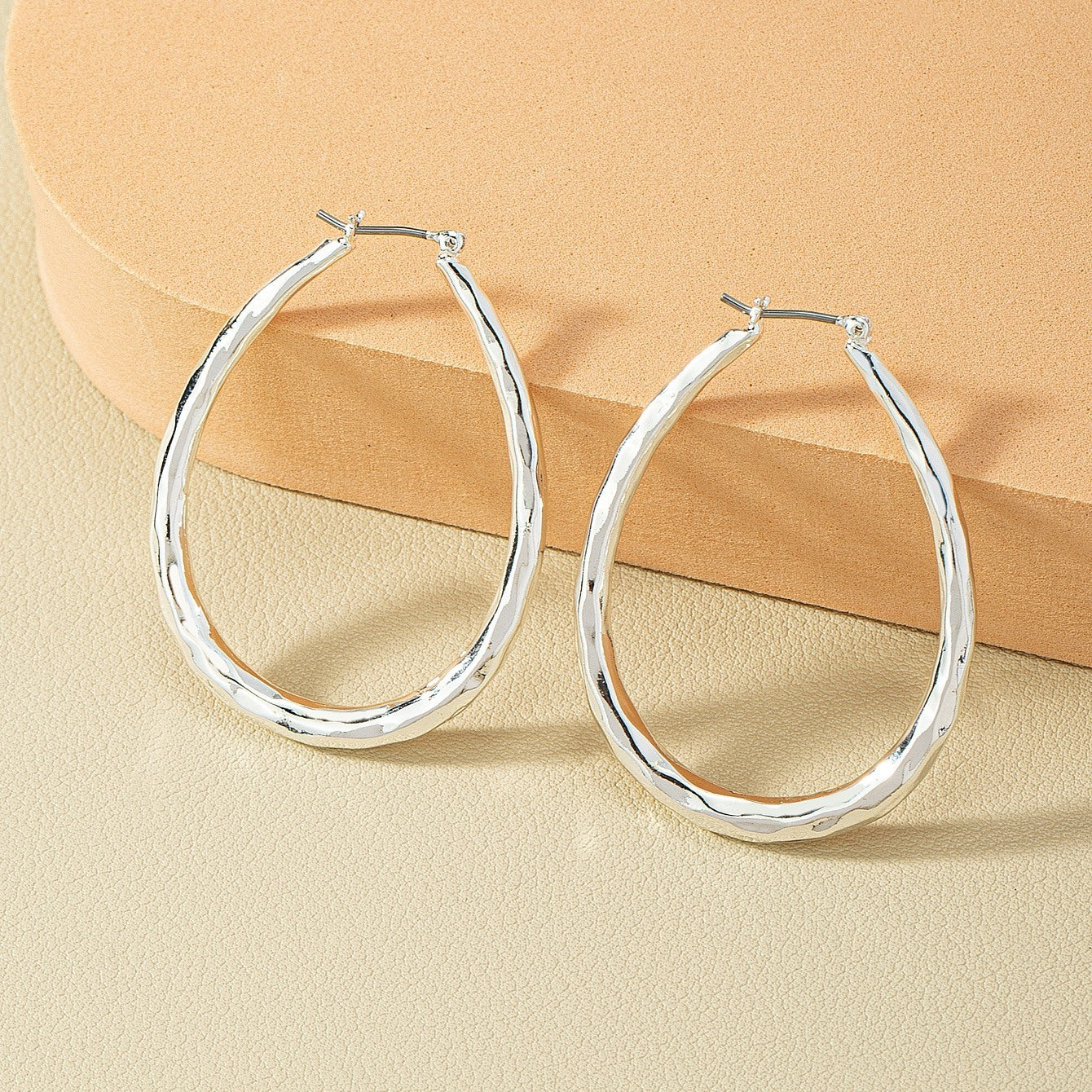 Silvery Large U-Shape Geometric Hoop Earrings Silver Plated Jewelry Banquet Party Holiday Decor For Women Girls 1Pair