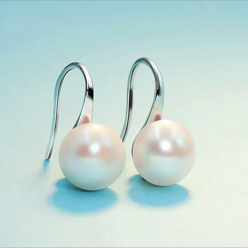 Elegant Classic Faux Pearl Drop Hook Earrings Silver Plated Wedding Engagement Party For Women Girls Gift 1Pair