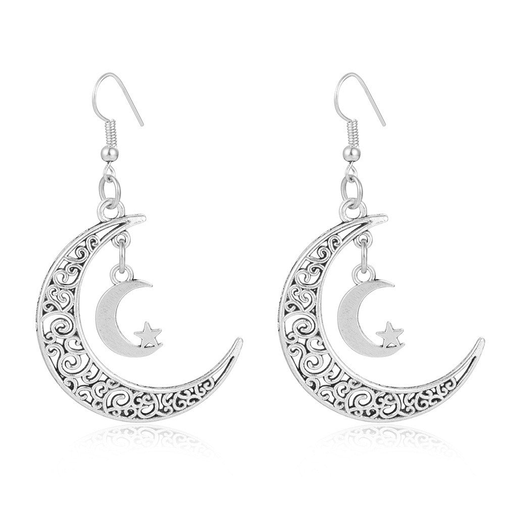 Fashion Earrings Hollow Star Moon Earrings Women's Earrings