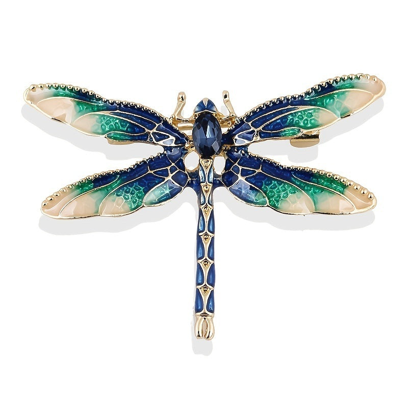 Enamel Dragonfly Brooch Insect Animal Dragonfly Pins For Women Blue With Green Brooches Safety Pin Women Girls Clothing Decoration