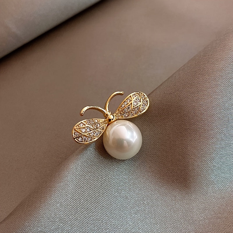 Bee Brooch Fashion Brooch Pin DIY Craft Jewellery Faux Pearl Clothes Pins Insect Themed Pin Badges For Wedding Clothing Supplies Decorative Accessories