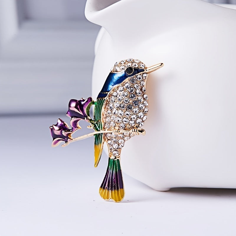 Hummingbird Brooch Pins For Women Fashion Bird Pins Elegant Rhinestone Crystal Animal Brooches Pin