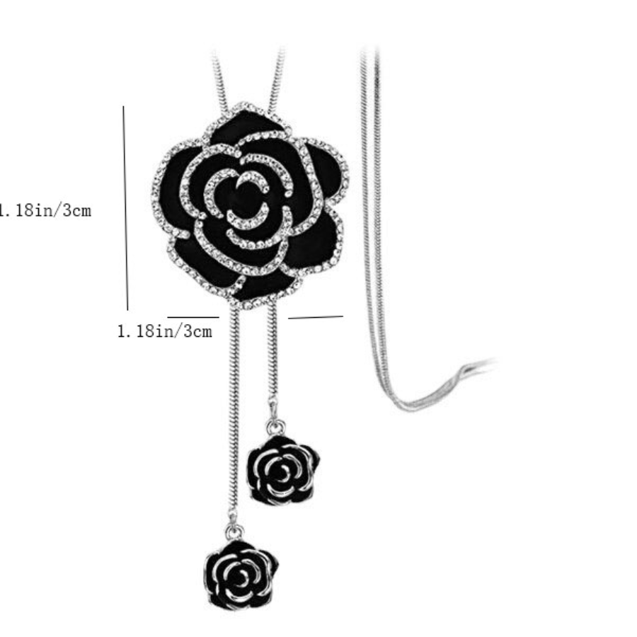 Fashion Rose Sweater Chain Long Necklace Women's Ornaments All-match Clothes Accessories Pendants