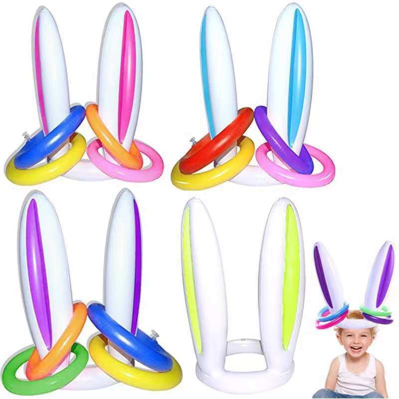 Boys Creative PVC Inflatable Easter Bunny Ears Hat Kids Accessories