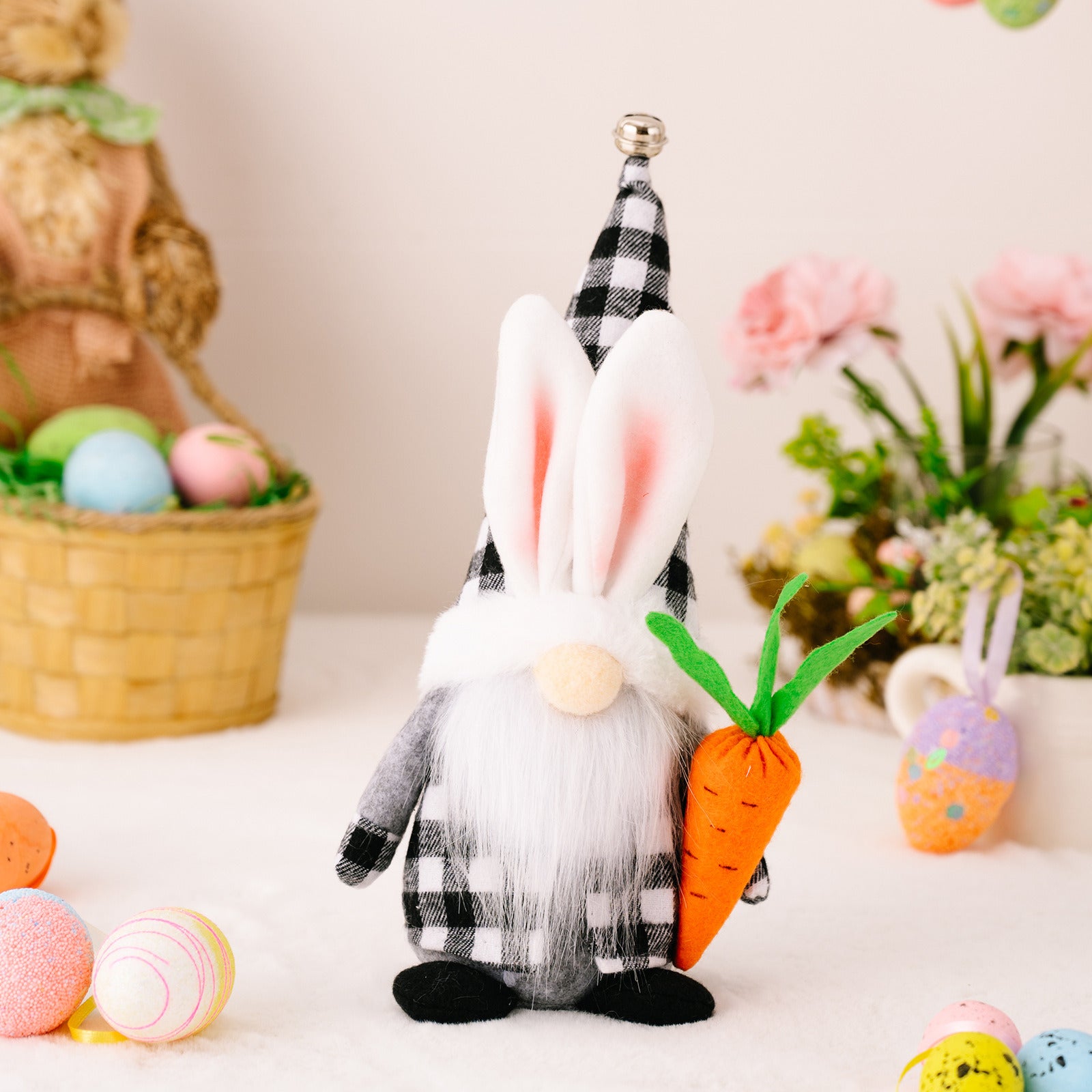 1pc; Easter Bell Rabbit Ear Hat Gnome Doll With Carrot; Easter Ornaments; Holiday Accessory; Birthday Party Supplies; Room Decor; Easter Gifts; Home Decor; Scene Decor