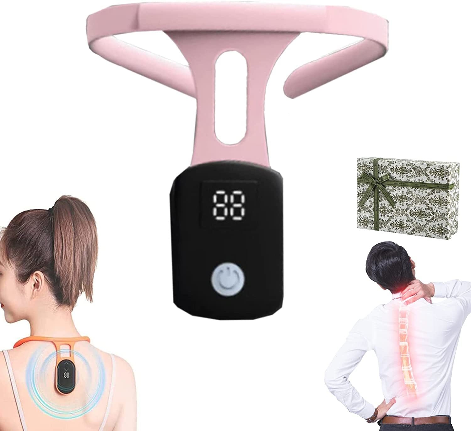 UIJKMN Portable Soothing Body Shaping Neck Instrument; Neck Acupoints Massager Device for Pain Relief (Black-1)