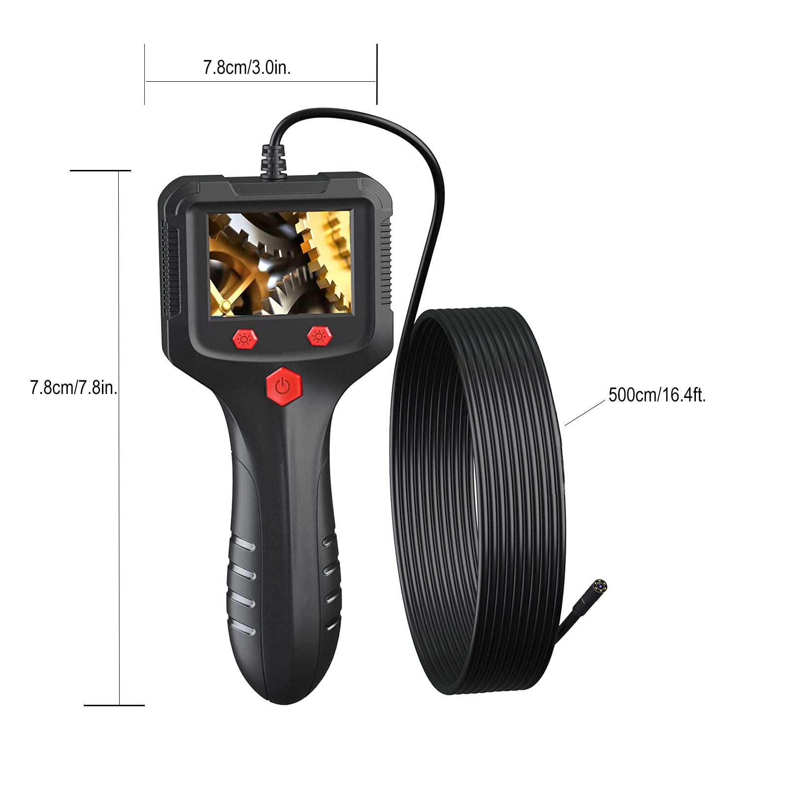 Borescope Endoscope Inspection Camera With 8 Led Lights; Handheld Sewer Endoscope Camera Screen Borescope Portable Snake Camera With 16.4FT