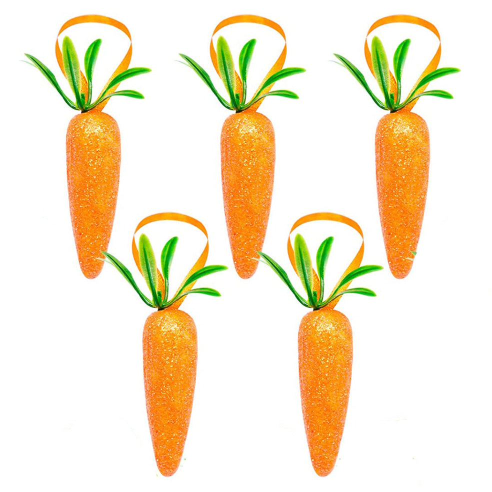 5pcs; Easter Carrot Hanging Ornaments; Premium Foam Glitter Artificial Carrots For Easter Decoration