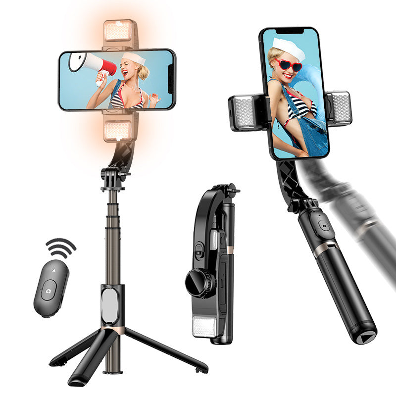 Portable Selfie Stick Mobile Phone Tripod Stabilizer With Twins Light; Detachable Wireless Remote Hands Free; Compatible With Apple Android Smartphones