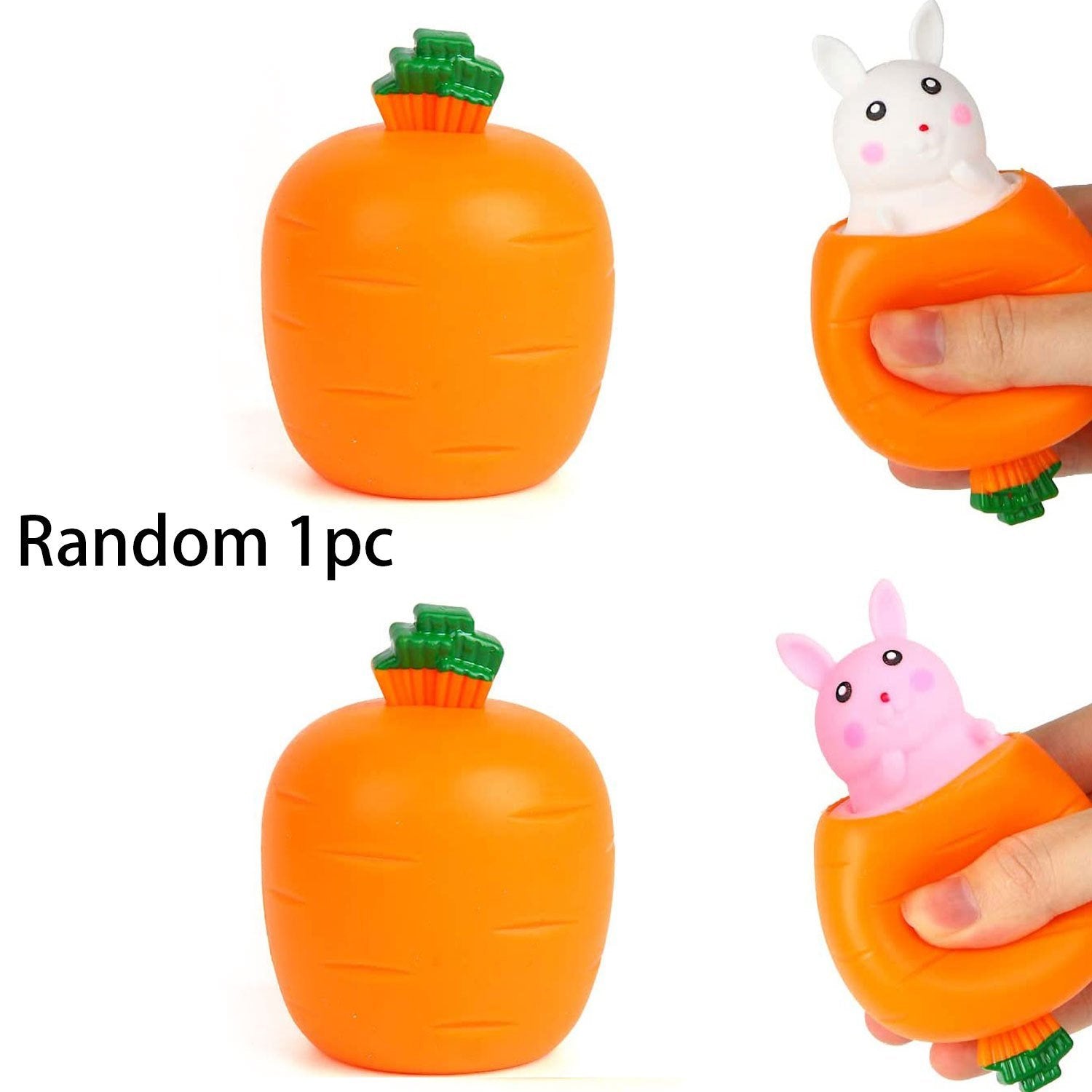 1pc Random Squeeze Toy Carrot Doll; Cute Squeezing Rabbit Doll Decompression Toy; Squeeze Fidget Toy; Carrot Doll Unzipped Relieve Boredom; Easter Toy; Easter Gift; Easter Basket Stuffers