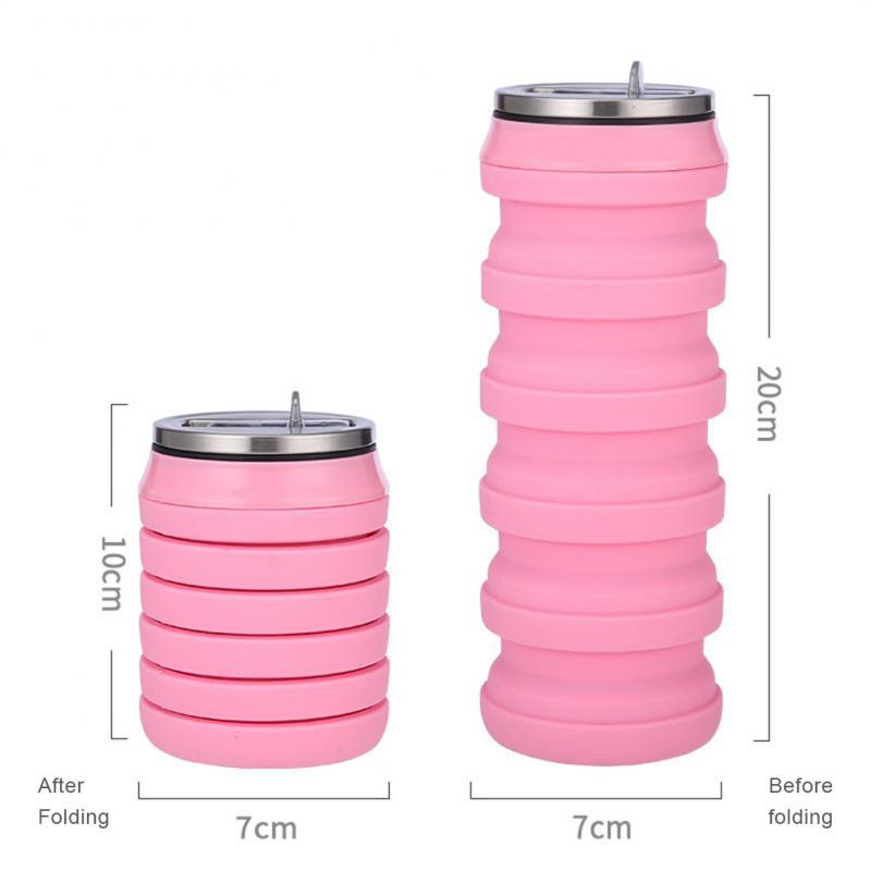 480ml Foldable Silicone Water Cup Creative Protable Travel Cycling Running Water Bottle Folding Outdoor Sports Kettle Drinkware