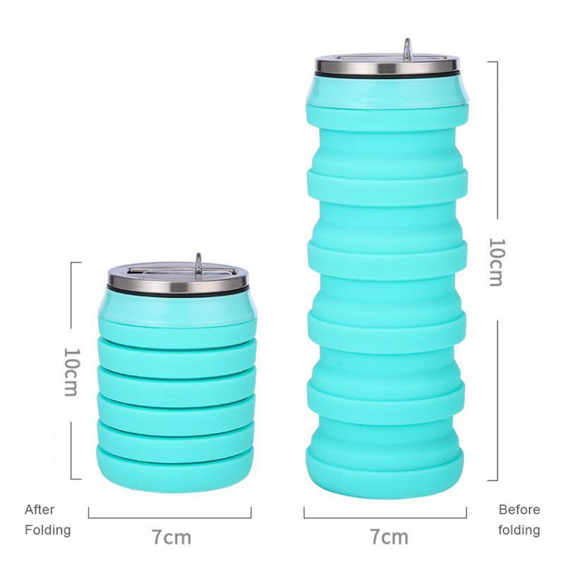 480ml Foldable Silicone Water Cup Creative Protable Travel Cycling Running Water Bottle Folding Outdoor Sports Kettle Drinkware