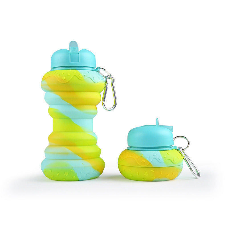 550ML Collapsible Water Bottles Outdoor Sports Fold Water Cup Silicone Leakproof Portable Kettle Travel Children Adult Bottle