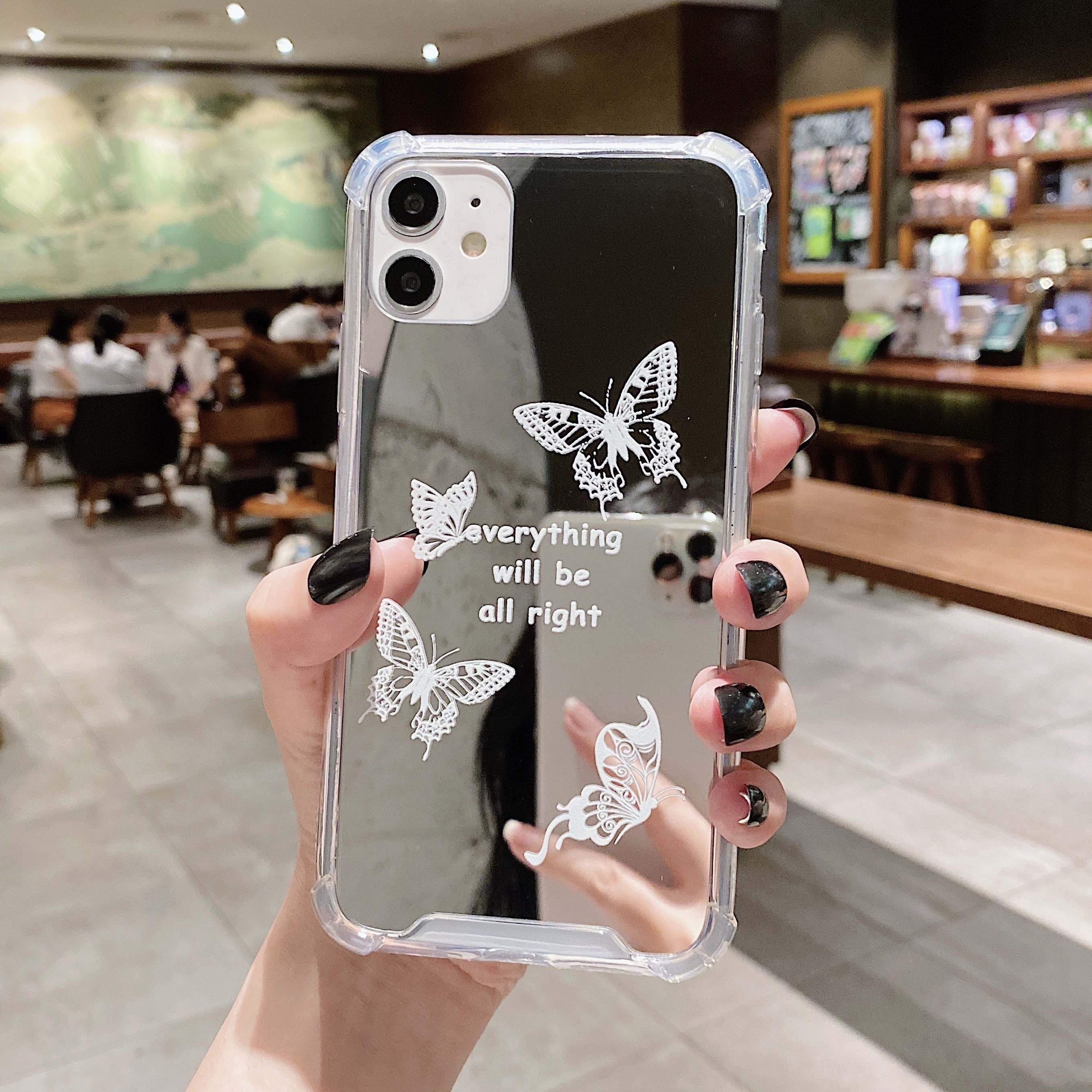 Butterfly Mirror Anti-Fall Sleeve Phone Case For IPhone14/14Plus/14Pro/14Pro Max; IPhone13/13Mini/13Pro/13Pro Max; IPhone12/12Mini/12Pro/12Pro Max; IPhone11/11Pro/11Pro Max; IPhone X series