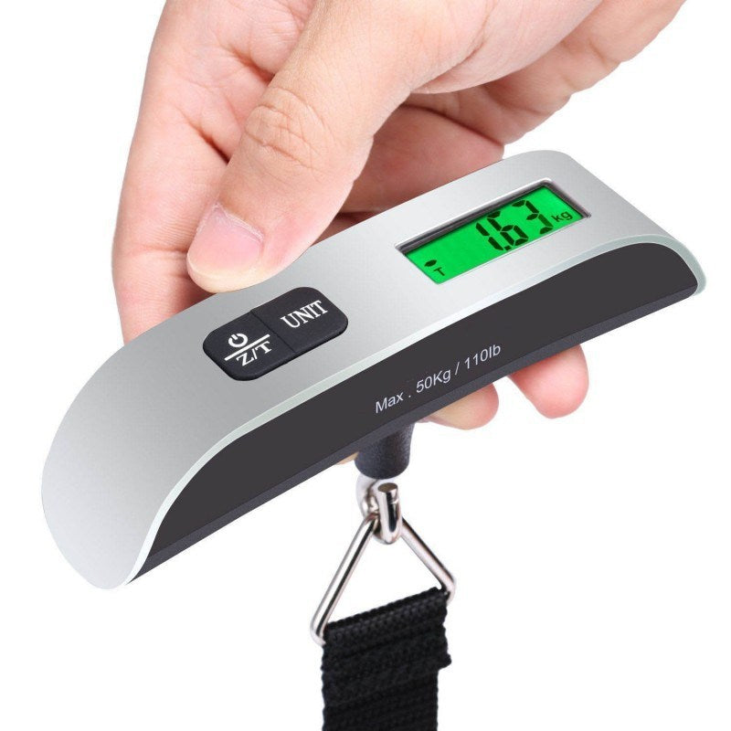 Digital Luggage Scale;  Hanging Baggage Scale with Backlit LCD Display;  Travel Weight Scale ;  Portable Suitcase Weighing Scale with Hook;  110 Lb Capacity;  Battery Included