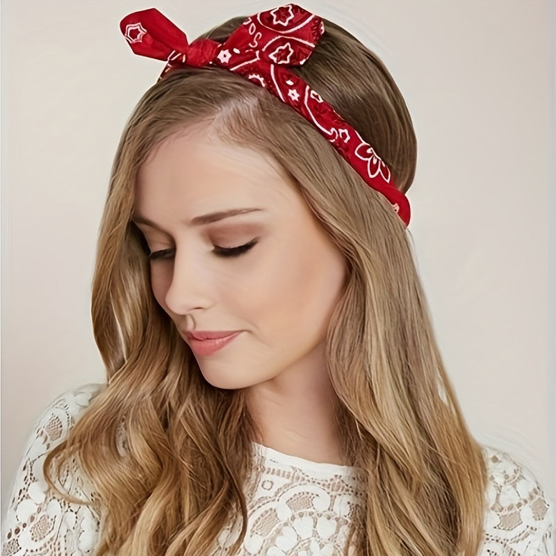 2pcs Boho Paisley Print Wire Headband; Twist Knot Elegant Daily Outfits Hair Band