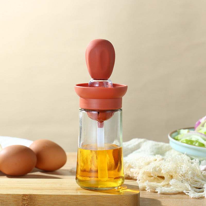 1pc Kitchen Oil Dispenser Bottle With Brush 2 In 1 Olive Oil Dispenser Bottle With Silicone Basting Brush And Dropper Glass Oil Bottle Convenient Cooking Oil Dispenser