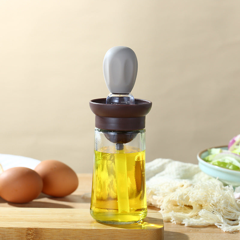 1pc Kitchen Oil Dispenser Bottle With Brush 2 In 1 Olive Oil Dispenser Bottle With Silicone Basting Brush And Dropper Glass Oil Bottle Convenient Cooking Oil Dispenser