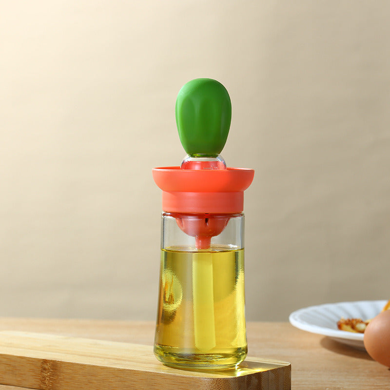 1pc Kitchen Oil Dispenser Bottle With Brush 2 In 1 Olive Oil Dispenser Bottle With Silicone Basting Brush And Dropper Glass Oil Bottle Convenient Cooking Oil Dispenser