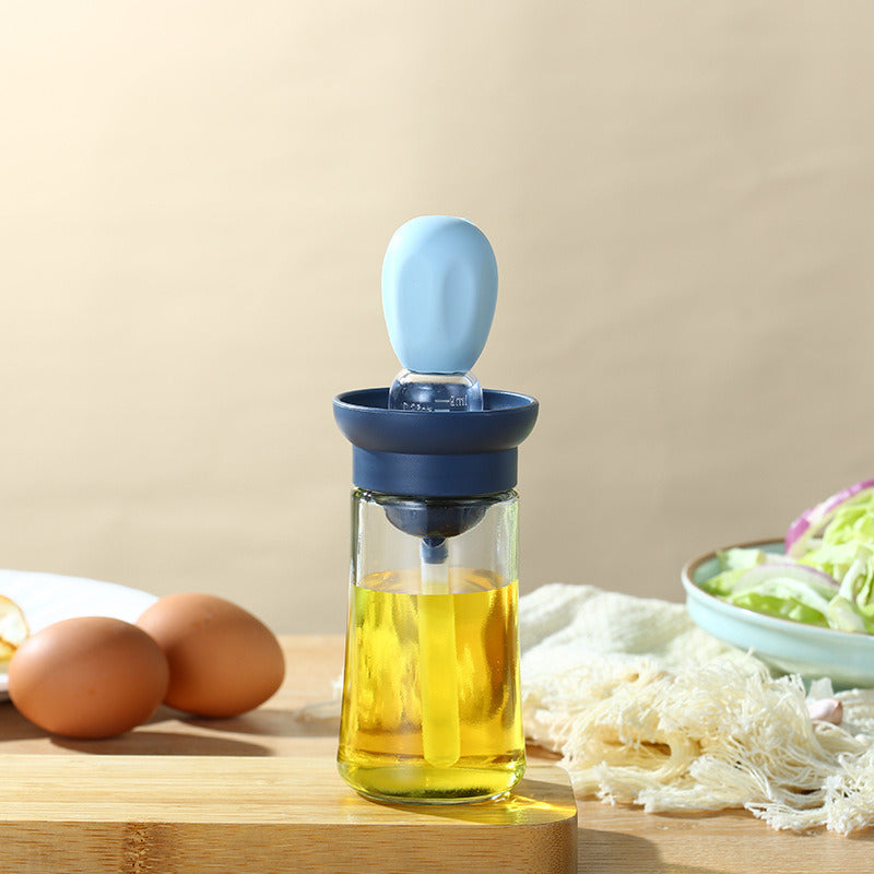 1pc Kitchen Oil Dispenser Bottle With Brush 2 In 1 Olive Oil Dispenser Bottle With Silicone Basting Brush And Dropper Glass Oil Bottle Convenient Cooking Oil Dispenser