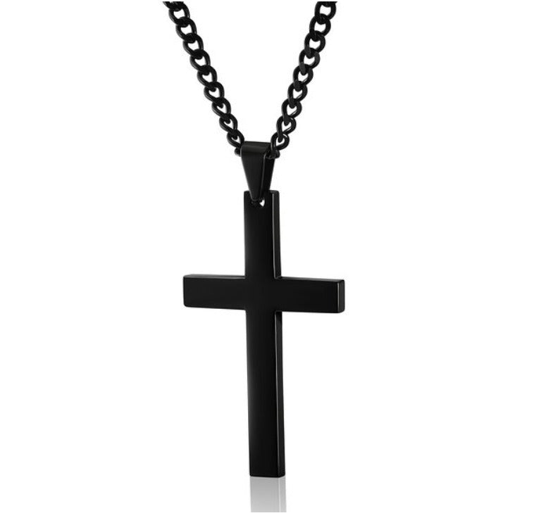 Cross Necklace for Men;  Stainless Steel Plain Cross Pendant Necklace for Men