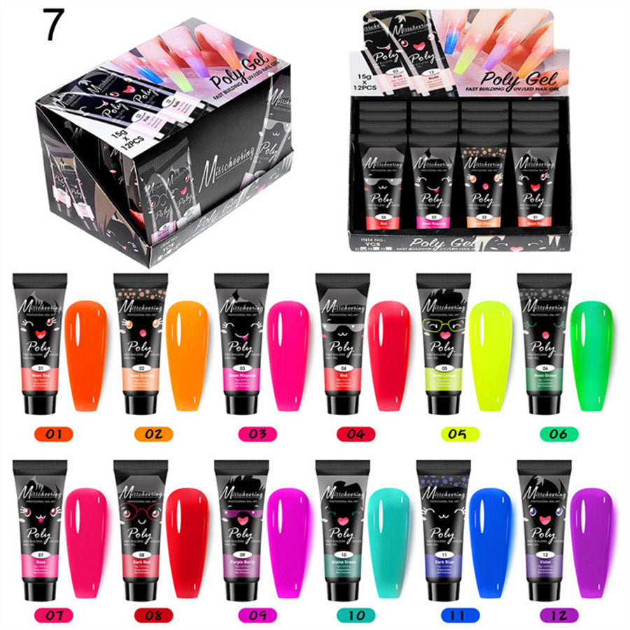 12 Color A Set Quick Extension Gel Sequins Set Nail Phototherapy Crystal Extension Gel Poly Gel Set