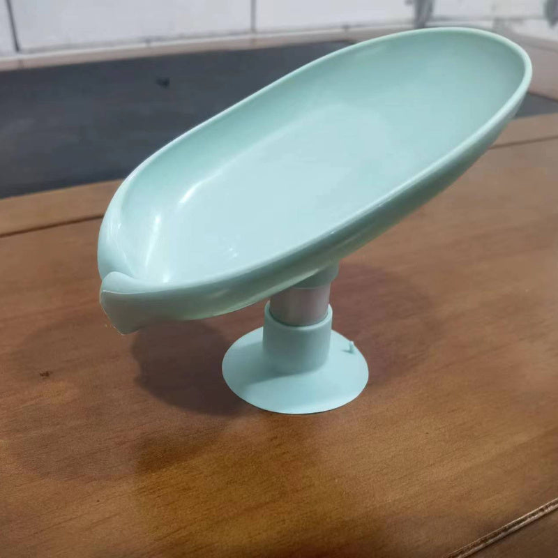 3pcs Bar Soap Holder; Shower Soap Holder; Self Draining; Leaf Shape Self Draining Soap Holder; With Suction Cup Creative Soap Box; Draining Dish Kitchen Bathroom Supplies; Blue; Grey