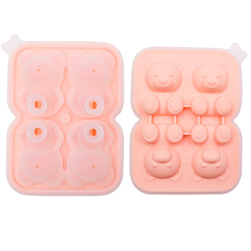 1pc Cute Teddy Bear Ice Cube Making Mold; Splash-proof And Easy To Fall Off; For Refrigerator With Container; Cute Bear Ice Cube Tray; To Make Frozen Cocktail Whiskey Coffee