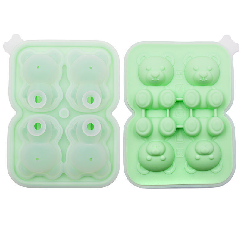 1pc Cute Teddy Bear Ice Cube Making Mold; Splash-proof And Easy To Fall Off; For Refrigerator With Container; Cute Bear Ice Cube Tray; To Make Frozen Cocktail Whiskey Coffee