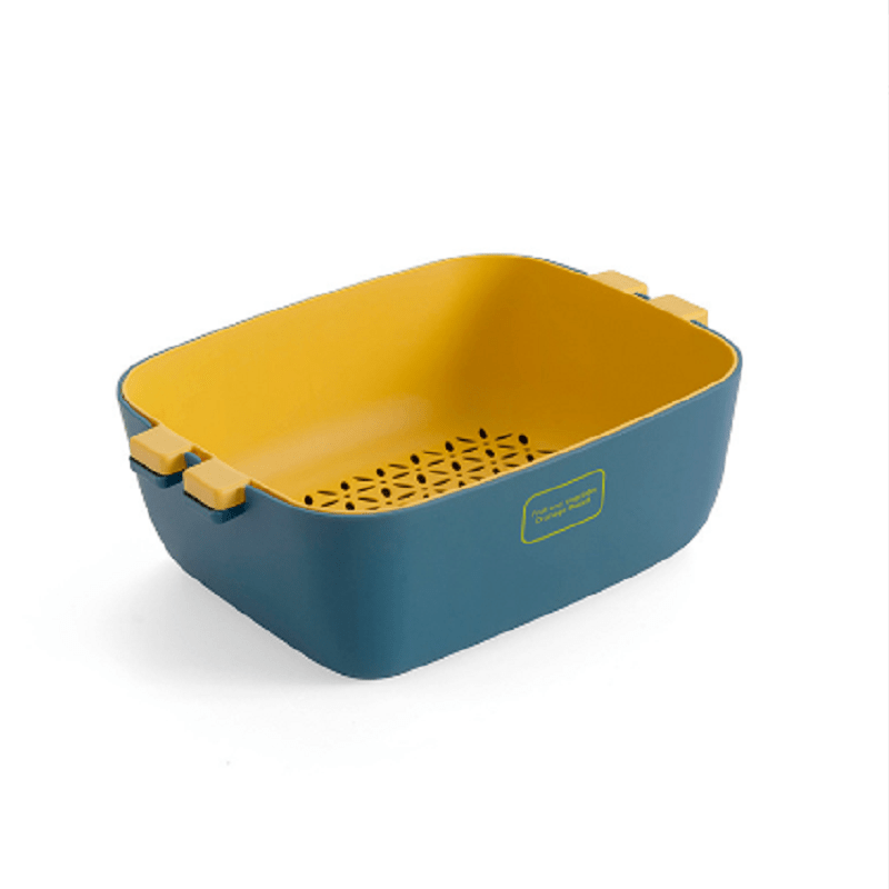 1pc 2 In 1 Multifunction Kitchen Colander; Strainer And Bowl Set; Double Layered Stackable Colander; Fruit And Vegetable Strainer; Drain Basin And Basket; For Cleaning; Washing Vegetables